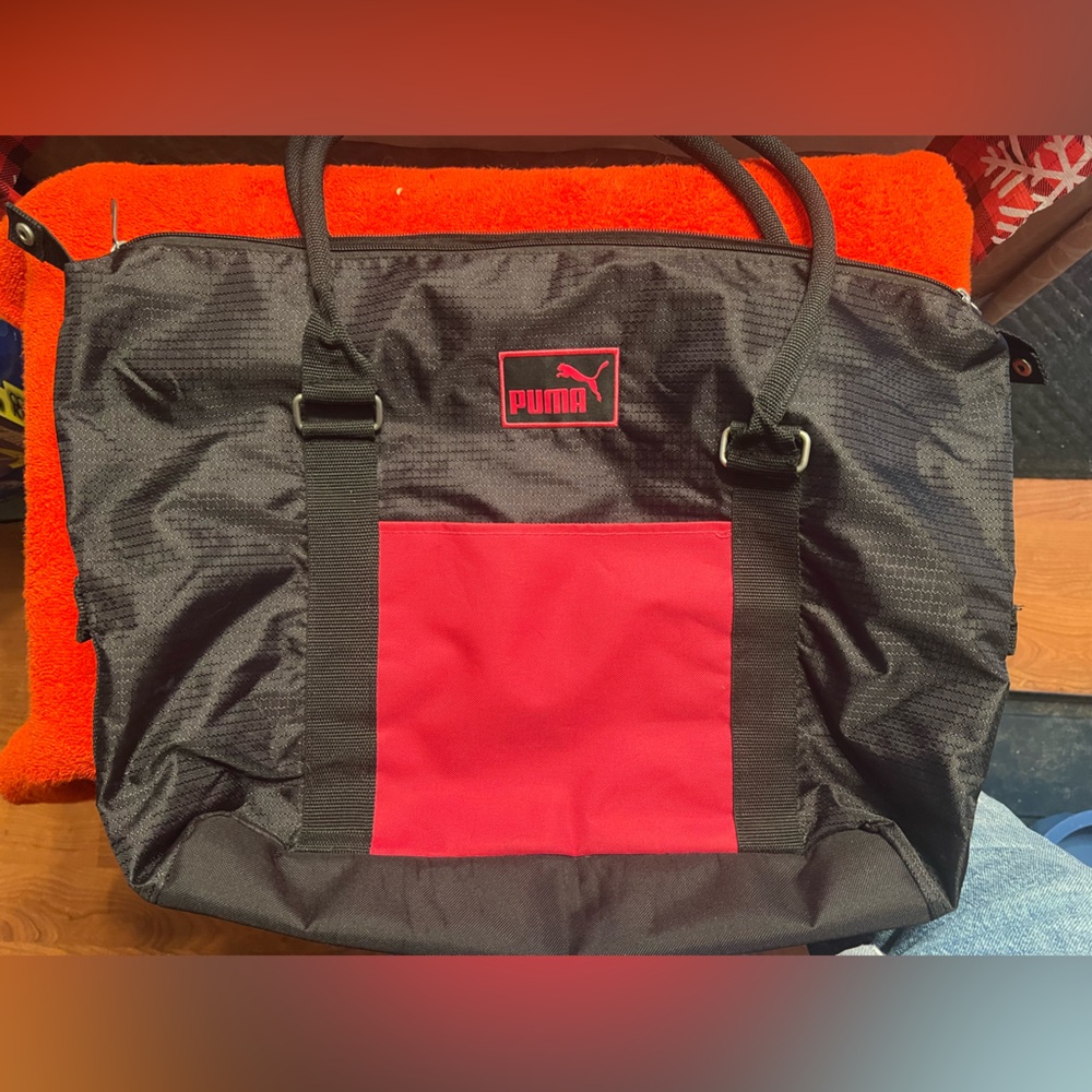 Puma Black and Red Duffel Bag
